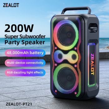 Altavoz Bluetooth portátil Pt21 de 200W, resistente al agua IPX5, Boombox portátil V5.3, graves profundos inalámbricos, sonido potente