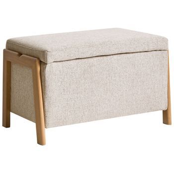 Banco Con Almacenaje Glamuroso Moderno Dormitorio Sala De Estar Tapizado De Tela Beige Edland