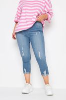 yours jeggings capri azul claro grace con bajo remangado y desgarros mujer curvy y tallas grandes yours