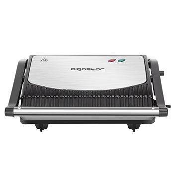Aigostar York 30RUM - Parrilla Eléctrica, 800W, Apertura 180º, Placas Antiadherentes 23 x 14,3 cm, Dos Superficies de Cocinado, Panini Press Libre de BPA, Asa de Toque Frío.