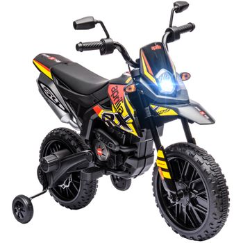 AIYAPLAY Moto eléctrica para niños de 12V con ruedas de apoyo, luces LED, música, USB, moto eléctrica para niños y niñas, Amarillo   Aosom España
