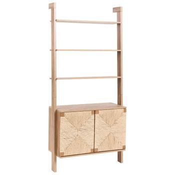 Estantería De Aglomerado Con Frente De Cuerda De Papel Estanterías Estilo Boho Marrón Claro Bondi