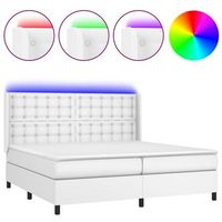 cama box spring colchon y led cuero sintetico blanco 200x200 cm vidaxl