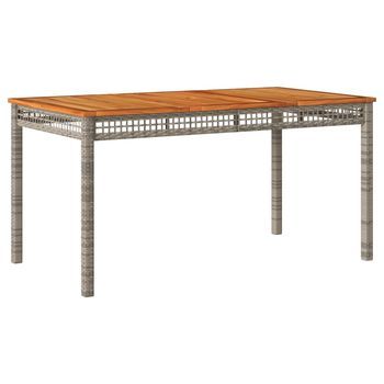 Mesa De Jardín | Mesa De Exterior Ratán Sintético Madera Acacia Gris 140x80x75 Cm