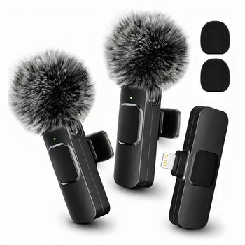 Micrófono de Solapa Inalámbrico, Conector Lightning, Mini Micrófono de Clip, Adecuado para Transmisiones en Vivo, Vlogs, Entrevistas.