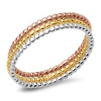 juego de anillos 925 diseno burbuja plata oro rosado