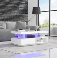mesa de centro blanca de tablero con led 95x50x425 cm