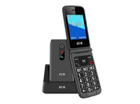 movil - spc stella 3 4g para mayores teclas grandes boton sos compatible audifonos volumen 103db radio fm linterna base de carga negro