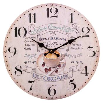 WANDERLUST DECO Reloj de Pared Blanco de Madera para Decoración de Hogar D34x2h Cm