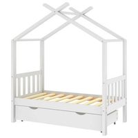 estructura de cama ninos y cajon madera maciza blanca 70x140 cm vidaxl