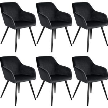 Silla De Comedor Marilyn Aterciopelada, Patas Negras - Juego De 6 Tectake