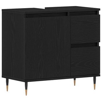 Gabinete De Baño | Armario De Baño Con Cajón Roble Negro 65 X 33 X 60 Cm