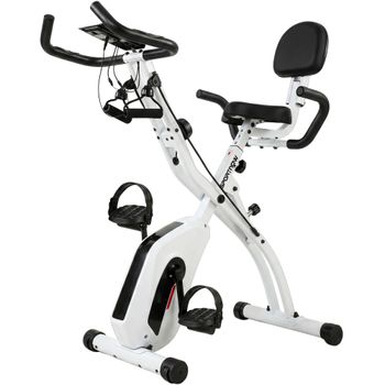 SPORTNOW Bicicleta Estática Plegable con 8 Niveles de Resistencia Volante Pantalla LCD Bluetooth Pulsómetro y Sillín Ajustable