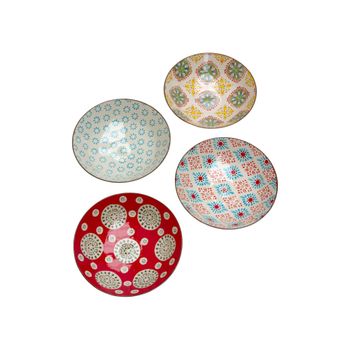 Juego de 4 platos hondos de cerámica multicolor