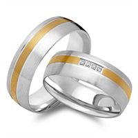 alianzas 18 quilates oro amarillo-blanco 4 diamantes