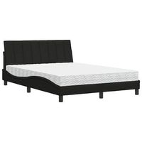 cama con colchon hanko tela negro 140x190 cm vidaxl