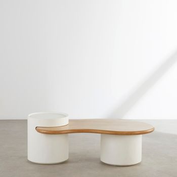 Mesa de centro de mango macizo y metal de 125 cm