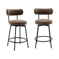 taburete de bar asiento giratorio metal y polipiel set de 2 marron