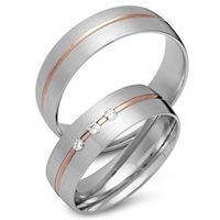 alianzas 18 quilates oro rojo-blanco 3 diamantes