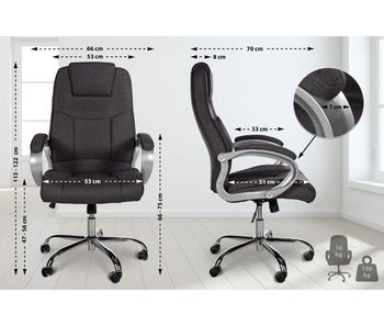 Silla de oficina xxl apoll en tela con asiento ergonómico y reposabrazos 66x70x113cm color gris oscuro