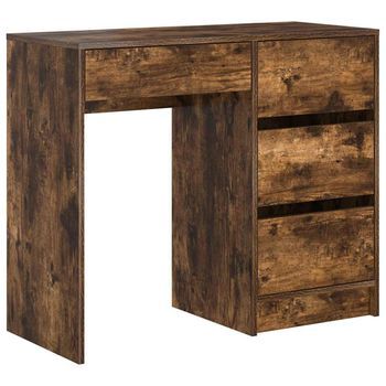 Escritorio | Mesa De Trabajo Roble Ahumado 90 X 37.5 X 75 Cm Madera De Ingeniería
