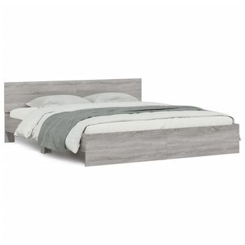 Estructura De Cama Con Cabecero Gris Sonoma 200x200 Cm Vidaxl