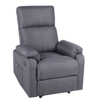 Ecode® Sillón Relax Reclinable Manual Con Tela Lavable, Calor Lumbar Y Usb | Modelo Eco-8582h | Gris Oscuro