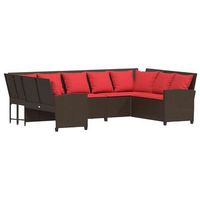 sofa de jardin con cojines ratan sintetico marron