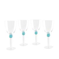 copas de vino con tallo diamante verde - set de 4
