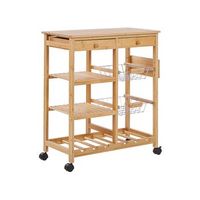 carrito de cocina madera marron claro de bambu con ruedas carrito de comedor movible morino