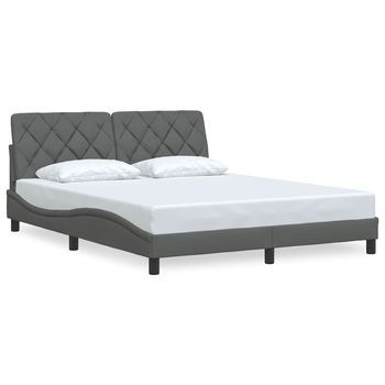 Cama Matrimonial | Cama Para Adultos | Cama Sin Colchón De Tela Gris Oscuro 160x200 Cm