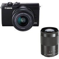 canon eos m100 mirrorless camera with ef-m 15-45 mm  55-200 mm f35-63 lens