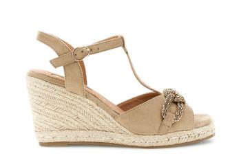 sandalias de cuña con accesorio joya taupe