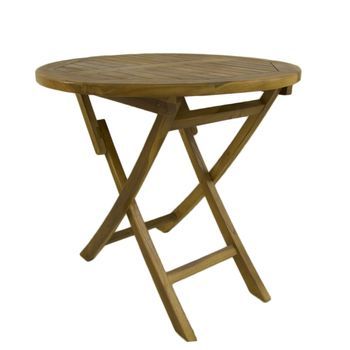 Mesa De Jardín Teca Redonda De 80 Cm, Madera Teca Grado A, Medidas 80x76 Cm, Tratamiento Al Agua Aplicado, Mesa Para Terraza De Teka, Mesita Plegable De Balcón