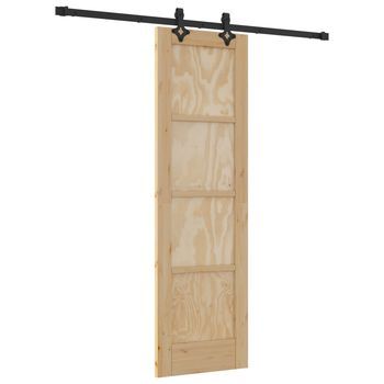 Puerta Corredera Natural Y Negro 61 X 198,5 Cm Vidaxl
