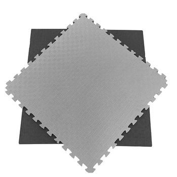 Tatami Puzzle 1x1x25 mm Negro - Gris Pack Ahorro【20 Unidades】 Antideslizante, Yoga, Pilates