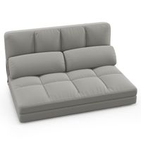 costway sofa cama plegable de 2 plazas con respaldo ajustable en 6 posiciones funda de terciopelo y 2 almohadas para dormitorio