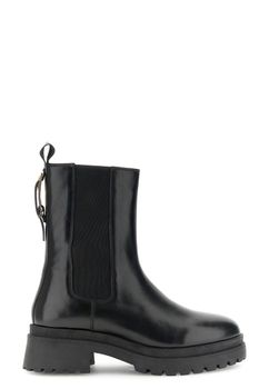 botines de piel con elásticos y hebilla trasera black 38