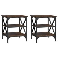 mesas auxiliares 2 uds madera color marron roble 40x42x50 cm vidaxl