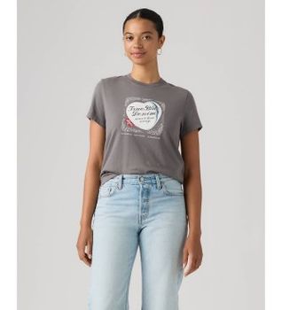 Levi's para mujer. 005GV-0090 Camiseta T2 Perfect gris (XS), Casual, Algodón, Manga corta