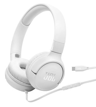 Auriculares JBL con cable USB-C, micrófono y alta resolución Hi-Res en blanco
