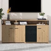 aparador industrial efecto madera 3 puertas 3 cajones tiradores metal