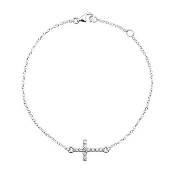 Pulsera de plata 925 con colgante cruz circonita