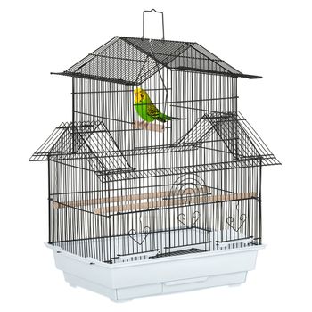 PawHut PawHut  Jaula para Pájaros de Acero Pajarera con Bandeja Extraíble y 2 Comederos Pinzones Periquitos 50,5x41x63 cm Blanco