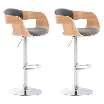 Set De 2 Taburetes Kingston En Tela Natural/gris Claro 48x50x88 Cm Clp