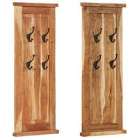percheros 2 unidades madera maciza de acacia 38x100 cm vidaxl