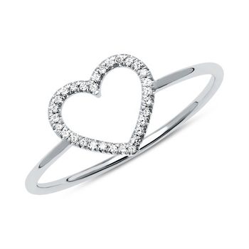 14 quilates anillo corazón oro con diamantes