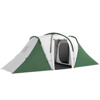 outsunny tienda de campana familiar para 4-6 personas 2 dormitorios tienda de camping impermeable 555x225x190 cm gris verde   aosom espana