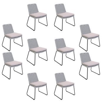 Balero Silla De Jardín De Mimbre Gris Claro - Lote De 10