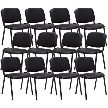 Pack De 12 Sillas Confidente Ken En Simil Cuero Negro 53x53x83 Cm Clp